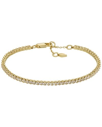 Fossil All Stacked Up -tone Brass Tennis Chain Bracelet - White