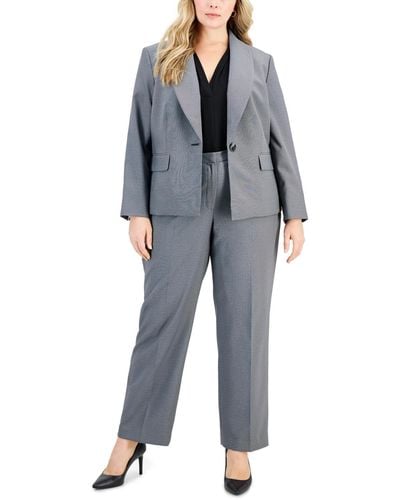Le Suit Plus Size Shawl-collar Single-button Pantsuit - Gray