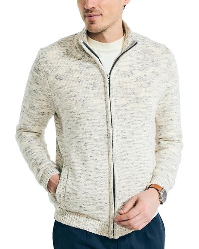 Nautica Marled Full-zip Sweater - Gray