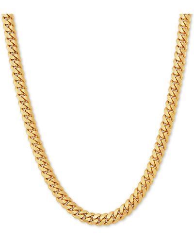 Macy's Cuban Link 24" Chain Necklace In 18k Gold-plated Sterling Silver - Metallic