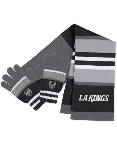WEAR by Erin Andrews Los Angeles Kings Stripe Glove And Scarf Set - Black
