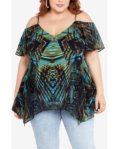 City Chic Trendy Plus Size V-neck Top - Green