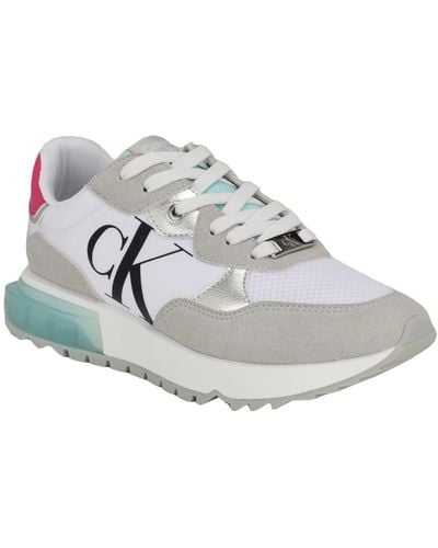 Calvin Klein Magalee Casual Logo Lace-up Sneakers - White