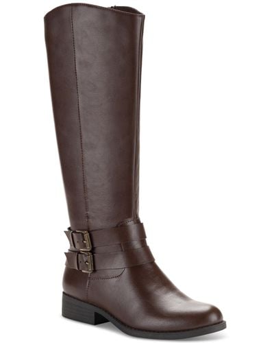 Style & Co. Maliaa Buckled Riding Boots - Brown
