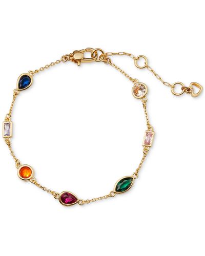 Kate Spade Gold-tone Color Crystal Delicate Link Bracelet - Metallic