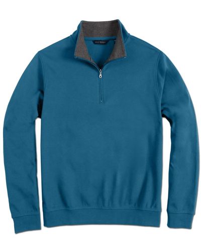 Scott Barber Pima Interlock Zip Mock Sweatshirt - Blue