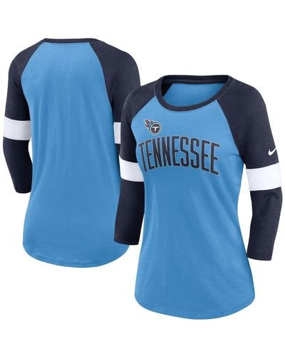 Nike Tennessee Titans Light Blue And Heather Navy Football Pride Raglan 3/4-sleeve T-shirt