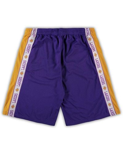 Fanatics Purple And Gold Los Angeles Lakers Big Tall Tape Mesh Shorts