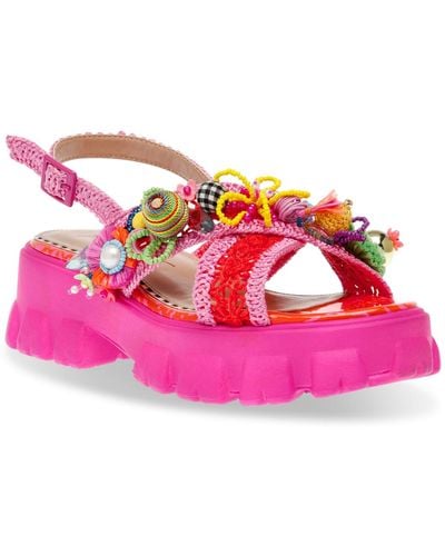 Betsey Johnson Graysen Embellished Platform Lug-sole Sandals - Pink