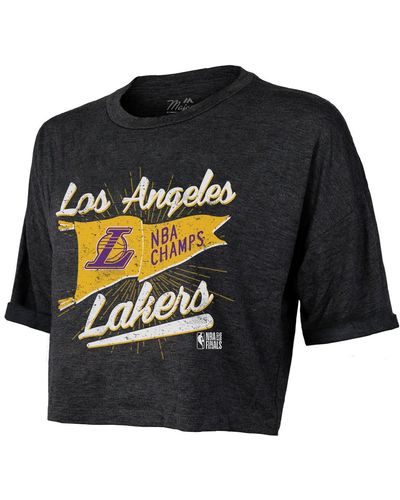 Majestic Threads Los Angeles Lakers 2020 Nba Finals Champions Crop Top T-shirt - Black