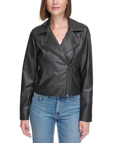 Calvin Klein Faux-leather Moto Jacket - Black