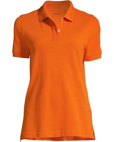 Lands' End School Uniform Short Sleeve Mesh Polo Shirt - Orange
