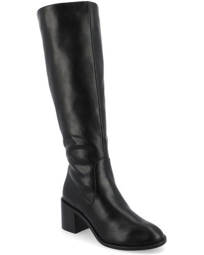Journee Collection Romilly Tru Comfort Foam Stacked Block Heel Round Toe Regular Calf Boots - Black