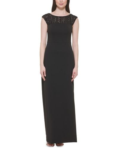 Vince Camuto Sequin-embellished Side-slit Gown - Black