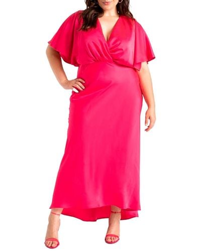 Eloquii Plus Size Kimono Sleeve Maxi Dress - Pink