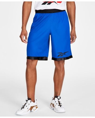 Reebok Regular-fit Logo-print Mesh Basketball Shorts - Blue