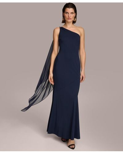 Donna Karan Hardware-trim One-shoulder Gown - Blue