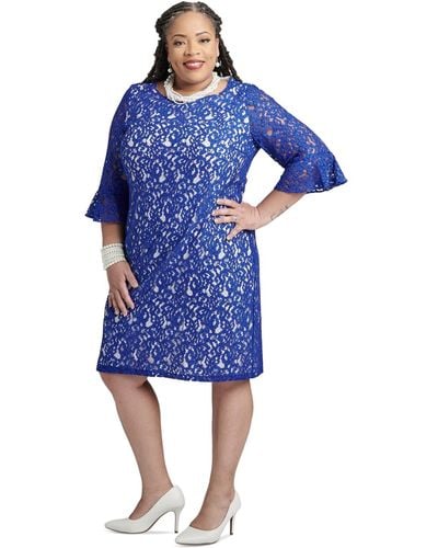 Kasper Lace 3/4-sleeve Sheath Dress - Blue