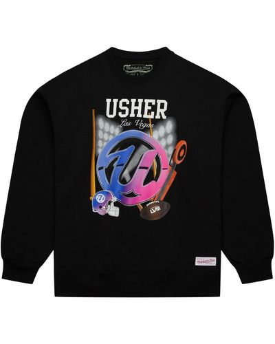 Mitchell & Ness And Usher Super Bowl Lviii Collection Crew Neck Pullover Sweatshirt - Black
