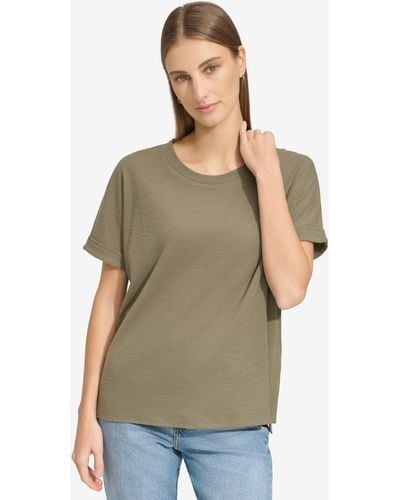 Marc New York Andrew Marc Sport High-low Waffle-knit Tee - Green