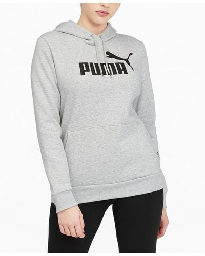 PUMA Essentials Logo Fleece Sweatshirt Hoodie - Gray