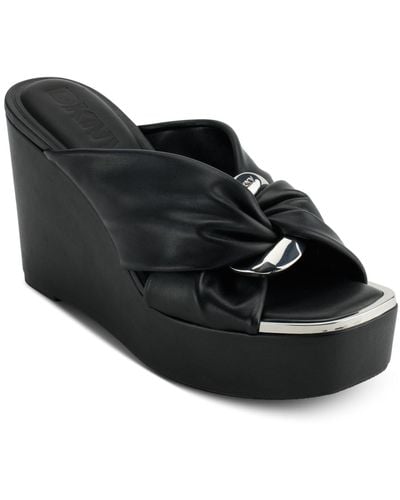 DKNY Maryn Chain Twist Platform Wedge Sandals - Black