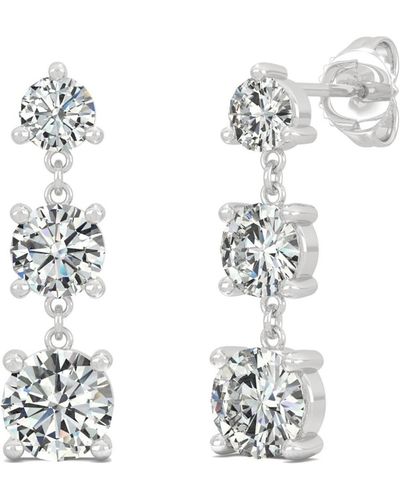 Charles & Colvard Moissanite Three Stone Drop Earrings 2-1/5 Ct. T.w. Diamond Equivalent - White