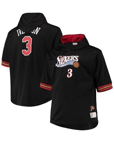 Mitchell & Ness Allen Iverson Black And Red Philadelphia 76ers Big And Tall Name & Number Short Sleeve Hoodie