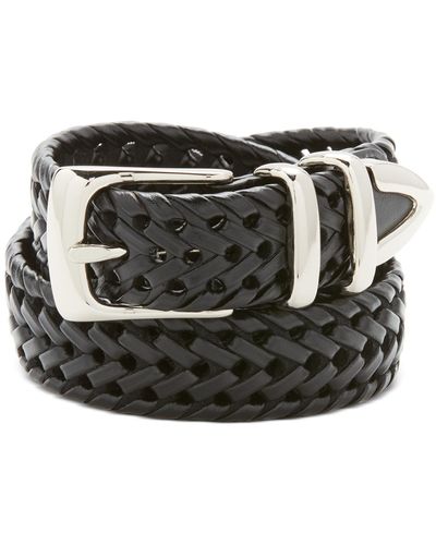 Perry Ellis Leather Big And Tall Braided Belt - Black