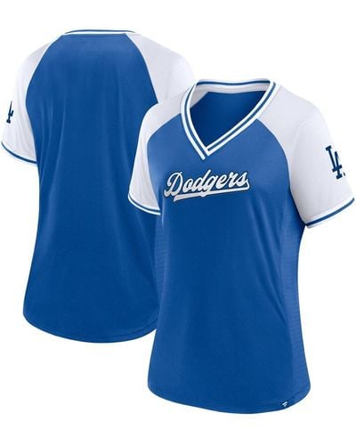 Fanatics Los Angeles Dodgers Glitz & Glam League Diva Raglan V-neck T-shirt - Blue