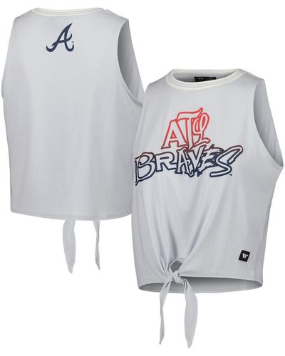 The Wild Collective Atlanta Braves Twisted Tie Front Tank Top - Gray