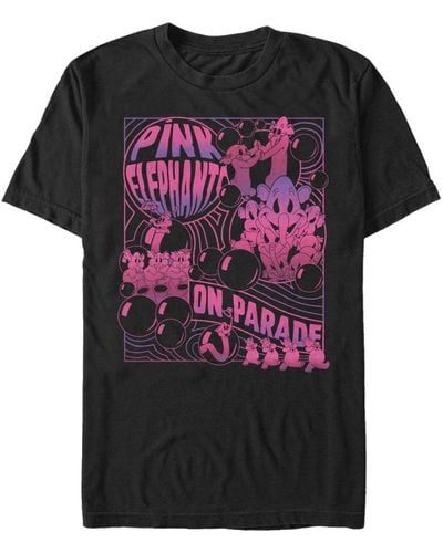 Fifth Sun Pink Elephants Short Sleeve T-shirt - Black