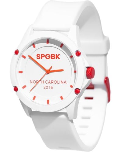SPGBK WATCHES Hoke County Three Hand Quartz Silicone Watch 44mm - White