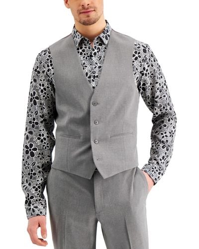 INC International Concepts Slim-fit Gray Solid Suit Vest