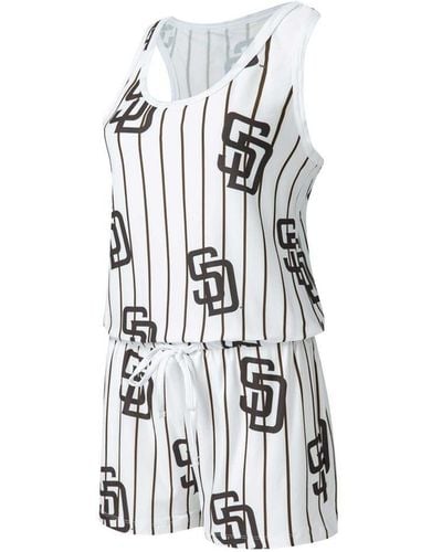 Concepts Sport San Diego Padres Reel Pinstripe Knit Romper - White