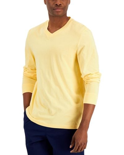 Club Room V-neck Long Sleeve T-shirt - Yellow