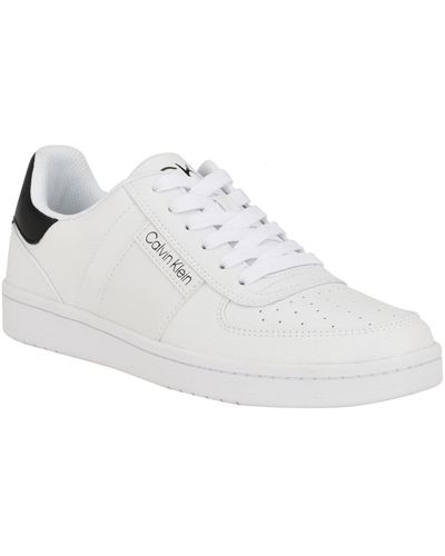 Calvin Klein Lento Round Toe Lace-up Sneakers - White