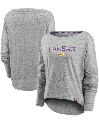 Fanatics Los Angeles Lakers Nostalgia Off-the-shoulder Long Sleeve T-shirt - Gray