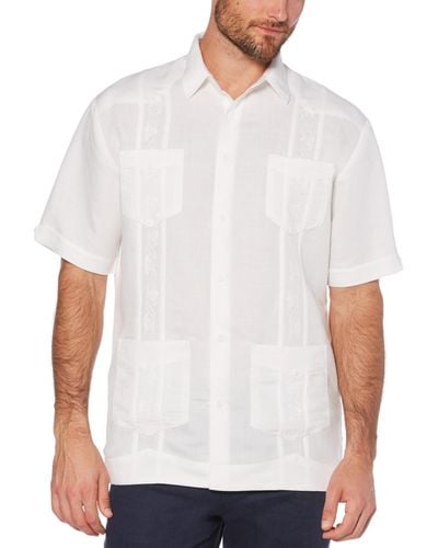 Cubavera Short-sleeve Embroidered Guayabera Shirt - White