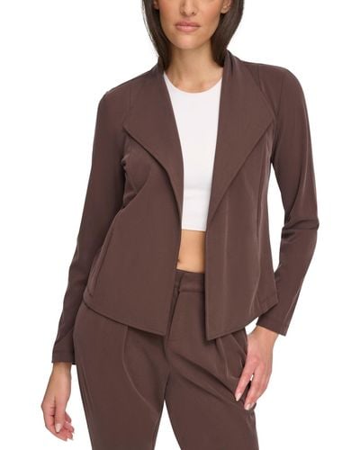 Marc New York Andrew Marc Sport Sueded Pique Drape Front Cardigan Jacket - Brown
