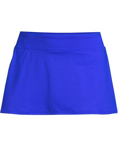 Lands' End Plus Size Tummy Control Swim Skirt Swim Bottoms - Blue