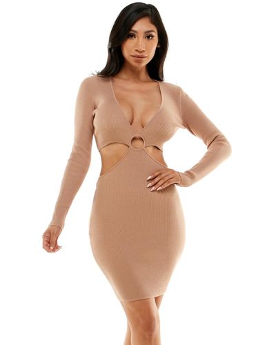 Bebe Side Cutout Ring Detail Dress - Brown