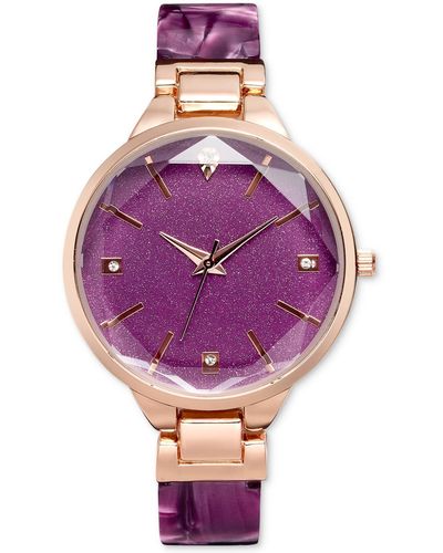 INC International Concepts Half-bangle Bracelet Watch 36mm - Purple