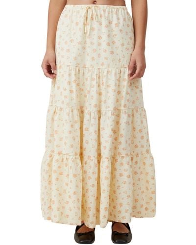 Cotton On Haven Tiered Maxi Skirt - Natural