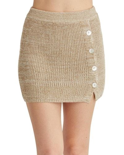 Crescent Bailey Two-tone Sweater Mini Skirt - Natural