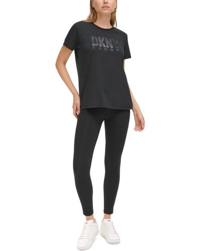 DKNY Sport Short-sleeve Satin Logo T-shirt - Black