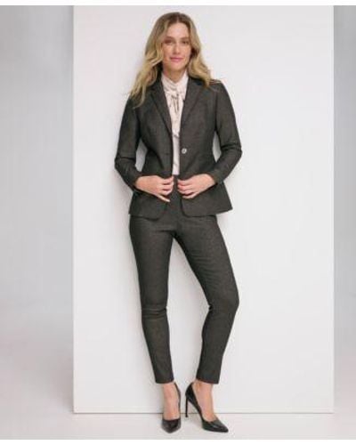 Tommy Hilfiger One Button Shimmer Blazer Sleeveless Tie Neck Top Pull On Shimmer Pants - Multicolor