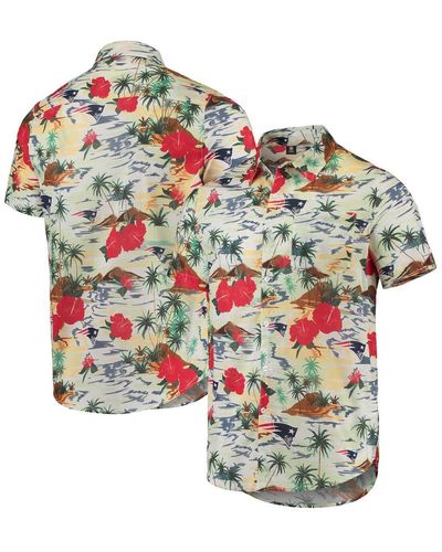 FOCO New England Patriots Paradise Floral Button-up Shirt - Natural