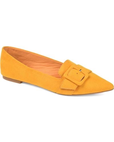 Journee Collection Audrey Buckle Pointed Toe Ballet Flats - Orange