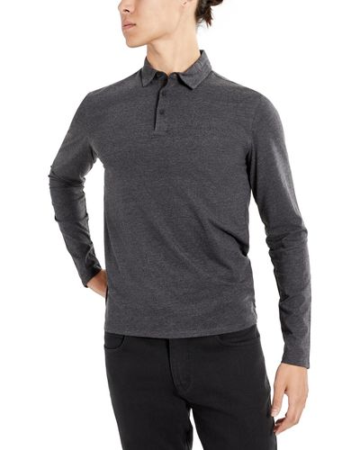 Kenneth Cole Classic Fit Performance Stretch Long Sleeve Polo Shirt - Gray